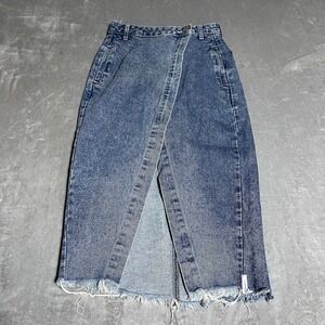 FP X One Teaspoon Society Skirt Womens 26 High Waist Denim Asymmetric Zip Midi